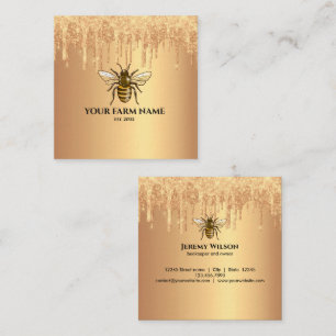 Carte De Visite Carré Abeille Apiariste Ferme d'abeilles Honeycomb
