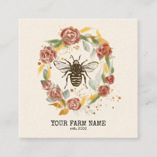 Carte De Visite Carré Abeille Apiariste Ferme d'abeilles Honeycomb Bu