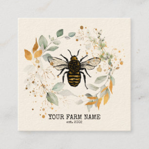 Carte De Visite Carré Abeille Apiariste Ferme d'abeilles Honeycomb Bu