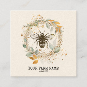 Carte De Visite Carré Abeille Apiariste Ferme d'abeilles Honeycomb Bu