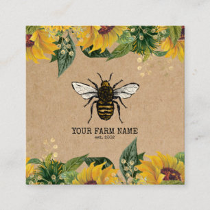 Carte De Visite Carré Abeille Apiariste Ferme d'abeilles Honeycomb Bu