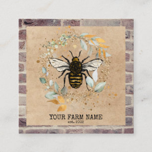 Carte De Visite Carré Abeille Apiariste Ferme d'abeilles Honeycomb Bu