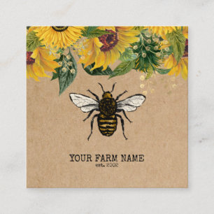 Carte De Visite Carré Abeille Apiariste Ferme d'abeilles Honeycomb Bu