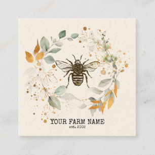 Carte De Visite Carré Abeille Apiariste Ferme d'abeilles Honeycomb Bu