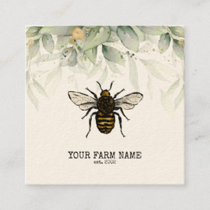 Carte De Visite Carré Abeille Apiariste Ferme d'abeilles Honeycomb Bu