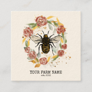Carte De Visite Carré Abeille Apiariste Ferme d'abeilles Honeycomb Bu