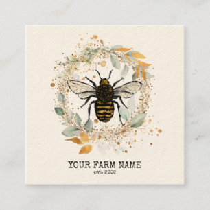 Carte De Visite Carré Abeille Apiariste Ferme d'abeilles Honeycomb Bu