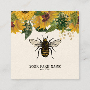 Carte De Visite Carré Abeille Apiariste Ferme d'abeilles Honeycomb Bu