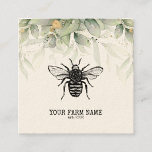 Carte De Visite Carré Abeille Apiariste Ferme d'abeilles Honeycomb Bu