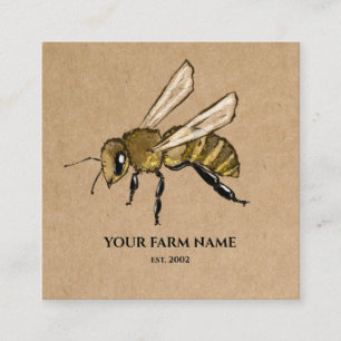 Carte De Visite Carré Abeille Apiariste Ferme d'abeilles Honeycomb Sq