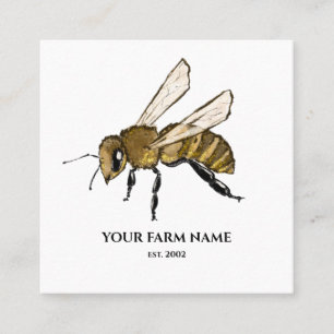 Carte De Visite Carré Abeille Apiariste Ferme d'abeilles Honeycomb Sq
