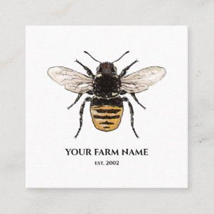 Carte De Visite Carré Abeille Apiariste Ferme d'abeilles Honeycomb Sq
