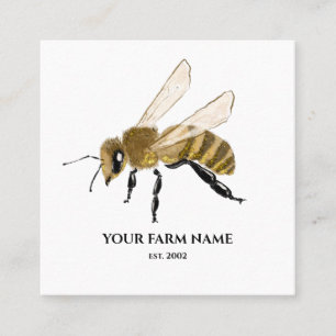 Carte De Visite Carré Abeille Apiariste Ferme d'abeilles Honeycomb Sq