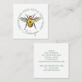 Carte De Visite Carré Abeille de miel dorée (Devant / Derrière)