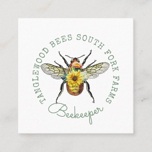 Carte De Visite Carré Abeille de miel dorée (Devant)