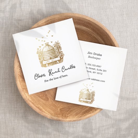 Carte De Visite Carré Abeille d'or Apiculture apée