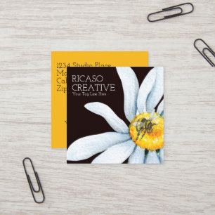 Carte De Visite Carré Abeille sur fleur personnalisé Aquarelle personnal