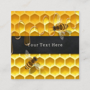 Carte De Visite Carré Abeilles de miel sur la goutte d'abeille