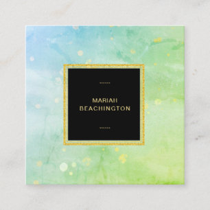 Carte De Visite Carré Abrégé sur en pastel vert de chaux de bleu de ciel