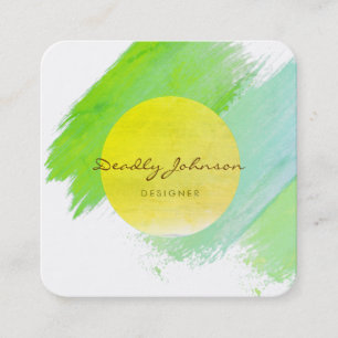 Carte De Visite Carré Abrégé sur moderne Teal frais élégant aquarell