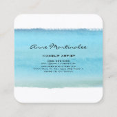 Carte De Visite Carré Abstract Blue Watercolor Brushstroke (Dos)