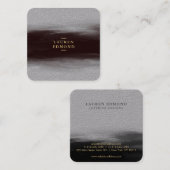 Carte De Visite Carré Abstrait Black Ink Brushstroke Premium Grey (Devant / Derrière)