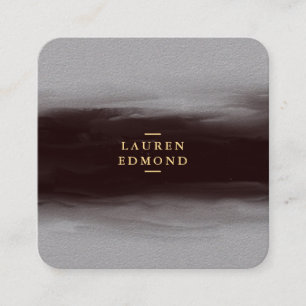 Carte De Visite Carré Abstrait Black Ink Brushstroke Premium Grey