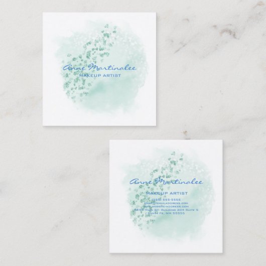 Carte de visite Carré Abstrait bleu (Devant / Derrière)