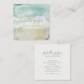 Carte De Visite Carré Abstrait bleu bleu vert aquarelle formes Art (Devant / Derrière)