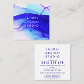 Carte De Visite Carré Abstrait bleu moderne (Devant / Derrière)