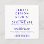 Carte De Visite Carré Abstrait bleu moderne (Dos)