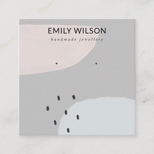 CARTE DE VISITE CARRÉ ABSTRAIT BLUSH DUSKY BLUE STUD EARRY AFFICHER SQU (Devant)