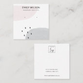 CARTE DE VISITE CARRÉ ABSTRAIT BLUSH DUSKY GRAY STUD EARRING AFFICHAGE (Devant / Derrière)