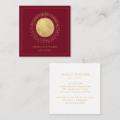 Carte De Visite Carré Abstrait Boho Gold Foil Cercle Carré rouge (Devant / Derrière)