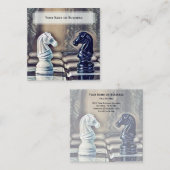 Carte De Visite Carré Abstrait Classic Chess Knights Coach Club (Devant / Derrière)