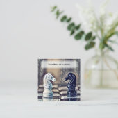 Carte De Visite Carré Abstrait Classic Chess Knights Coach Club (Debout devant)