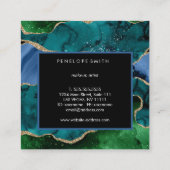 Carte de visite Carré Abstrait de l'Agate bleu et  (Dos)