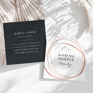 Carte De Visite Carré Abstrait d'or Faux Rose moderne