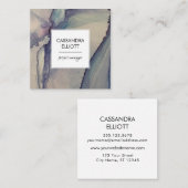 Carte De Visite Carré Abstrait Dusty Blue Purple Alcohol Enk Liquid Art (Devant / Derrière)