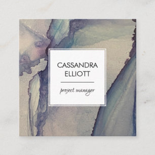 Carte De Visite Carré Abstrait Dusty Blue Purple Alcohol Enk Liquid Art