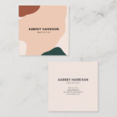 Carte De Visite Carré Abstrait Earthouse Green Brown 3 (Devant / Derrière)