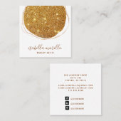 Carte De Visite Carré Abstrait Gold Parties scintillant Script Nom maqui (Devant / Derrière)