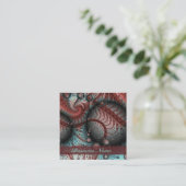 Carte De Visite Carré Abstrait Imaginaire dynamique Fractal Art Brown Bl (Debout devant)