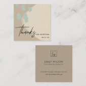 CARTE DE VISITE CARRÉ ABSTRAIT IVOIRE BLEU KRAFT SCANDI MERCI LOGO (Devant / Derrière)