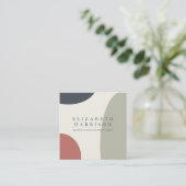 Carte De Visite Carré Abstrait moderne Sage Vert Bleu Terracotta (Debout devant)