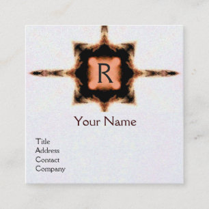 Carte De Visite Carré ABSTRAIT ROSE CARRÉ BROWN MONOGRAM White Pearl