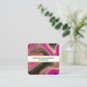 Carte De Visite Carré Abstrait rose et noir avec perruques d'or (Debout devant)