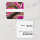 Carte De Visite Carré Abstrait rose et noir avec perruques d'or (Devant / Derrière)