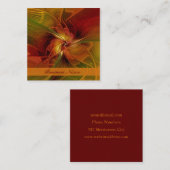 Carte De Visite Carré Abstrait Rouge Orange Brown Vert Fractal Art Flowe (Devant / Derrière)