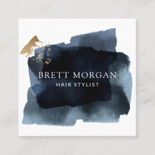 Carte De Visite Carré Abstrait Smoky Blue Black Hair Stylist